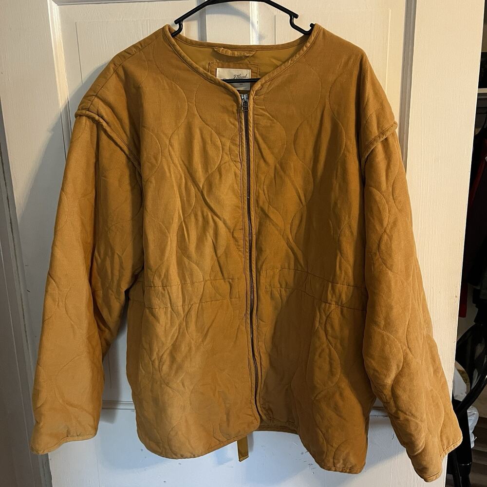 Universal Thread Women’s Quilted Corduroy Jacket XL Golden Mustard Layers Warm